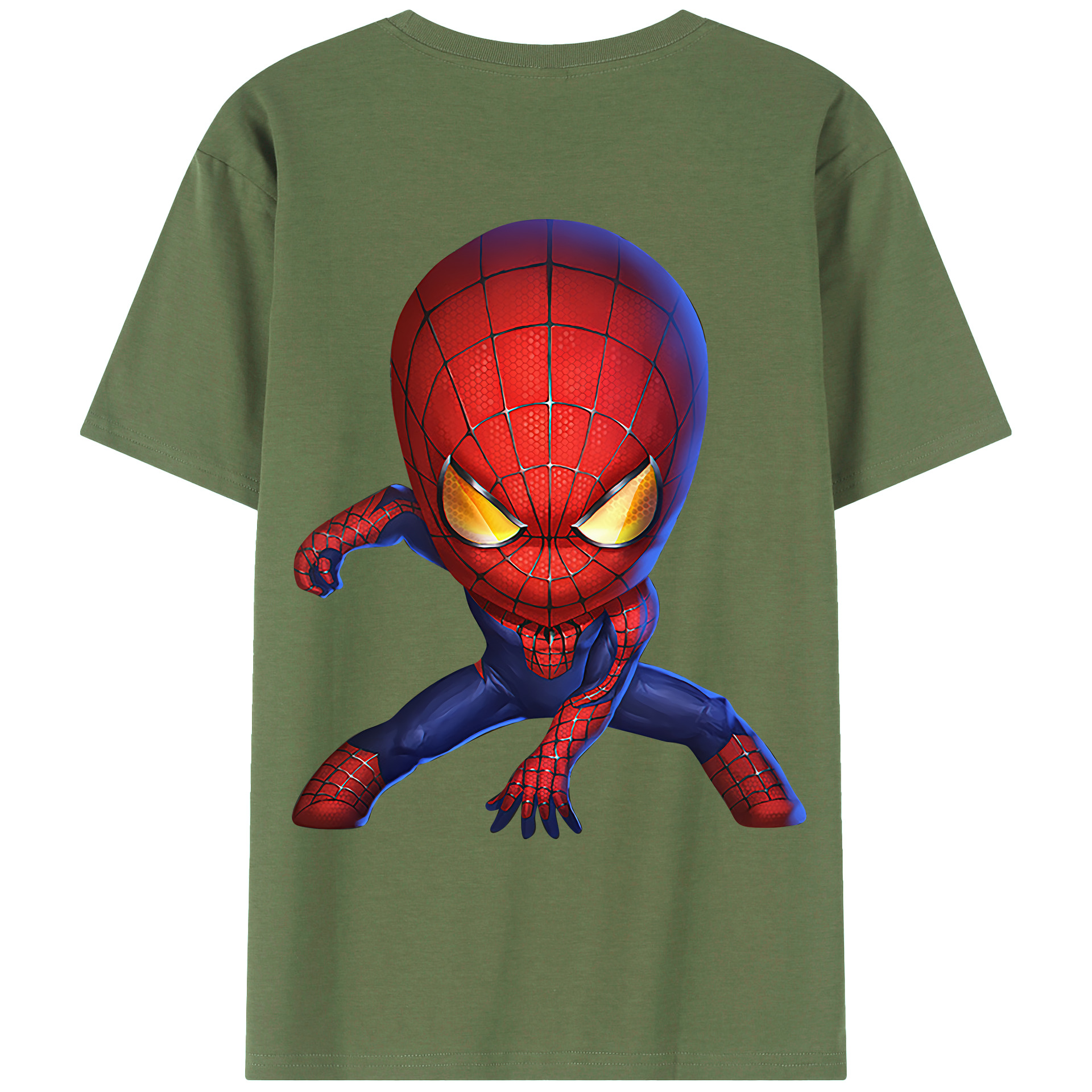 （画像用） Spider Man スパイダーマン 綿100％ メンズ半袖Tシャツ（バックプリント） 通気性